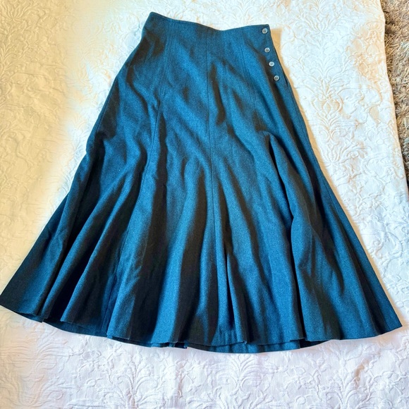 Vintage Liz Claiborne Wool blend ALine Elegant Teal Women's Skirt - Picture 2 of 8